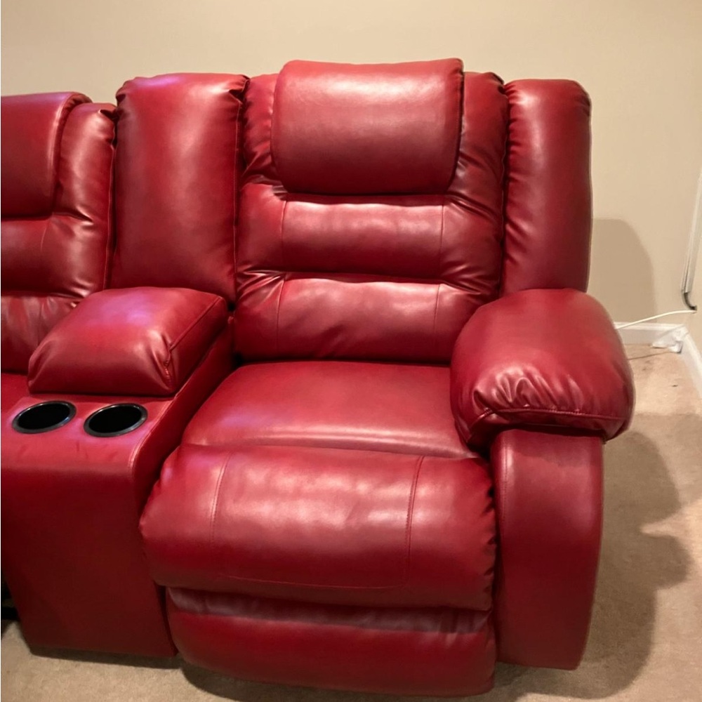 Red Leather Power Recliner Seat